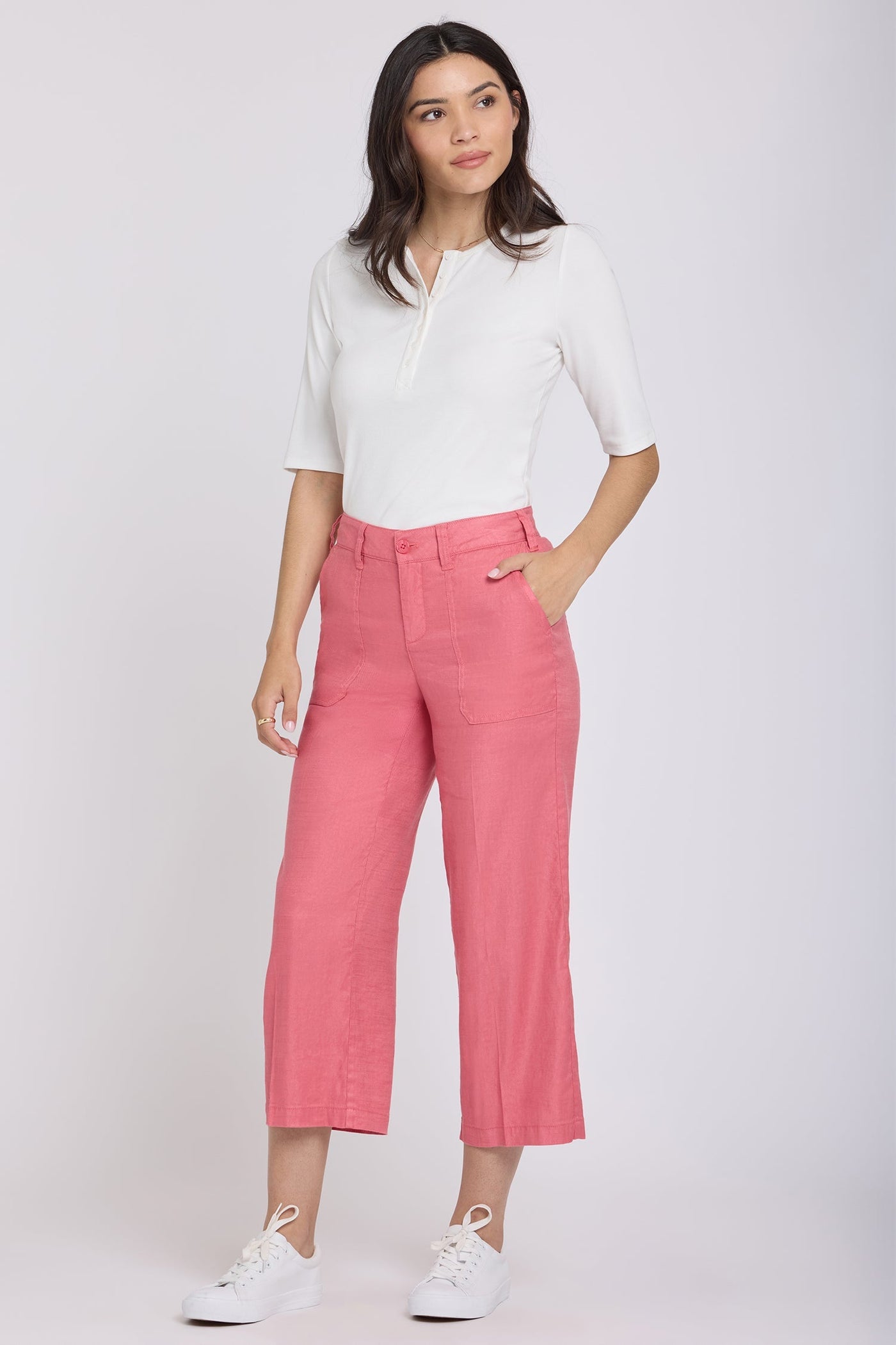 Wide Leg Cargo Capri Pants - Desert Rose - cargo trousers