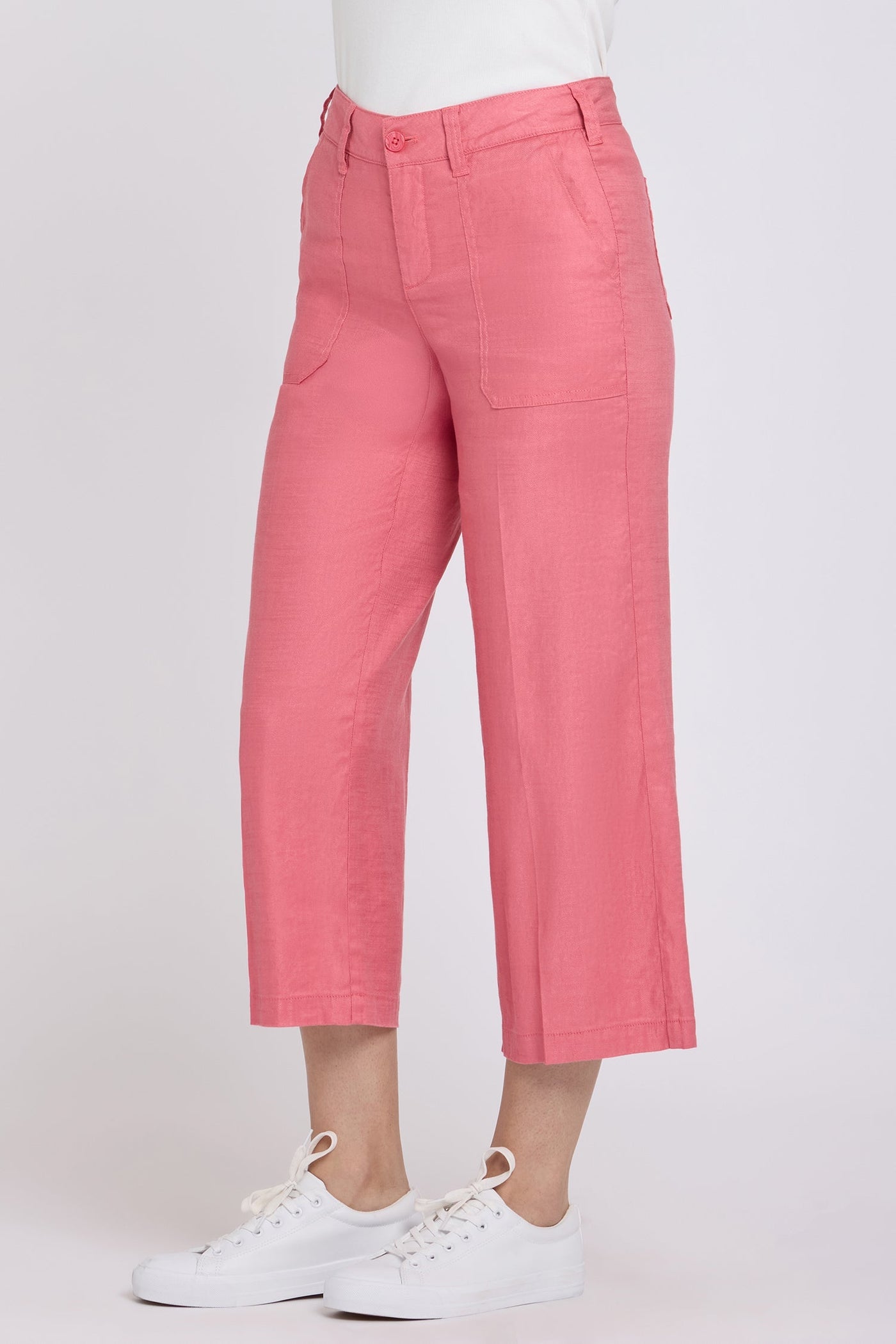 Wide Leg Cargo Capri Pants - Desert Rose - cargo trousers