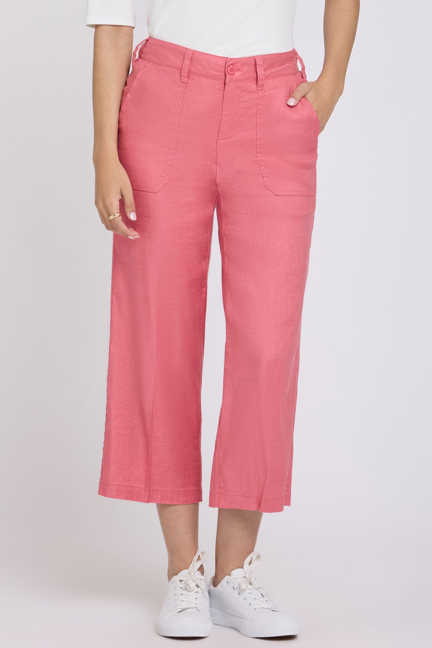 Wide Leg Cargo Capri Pants - Desert Rose - cargo trousers