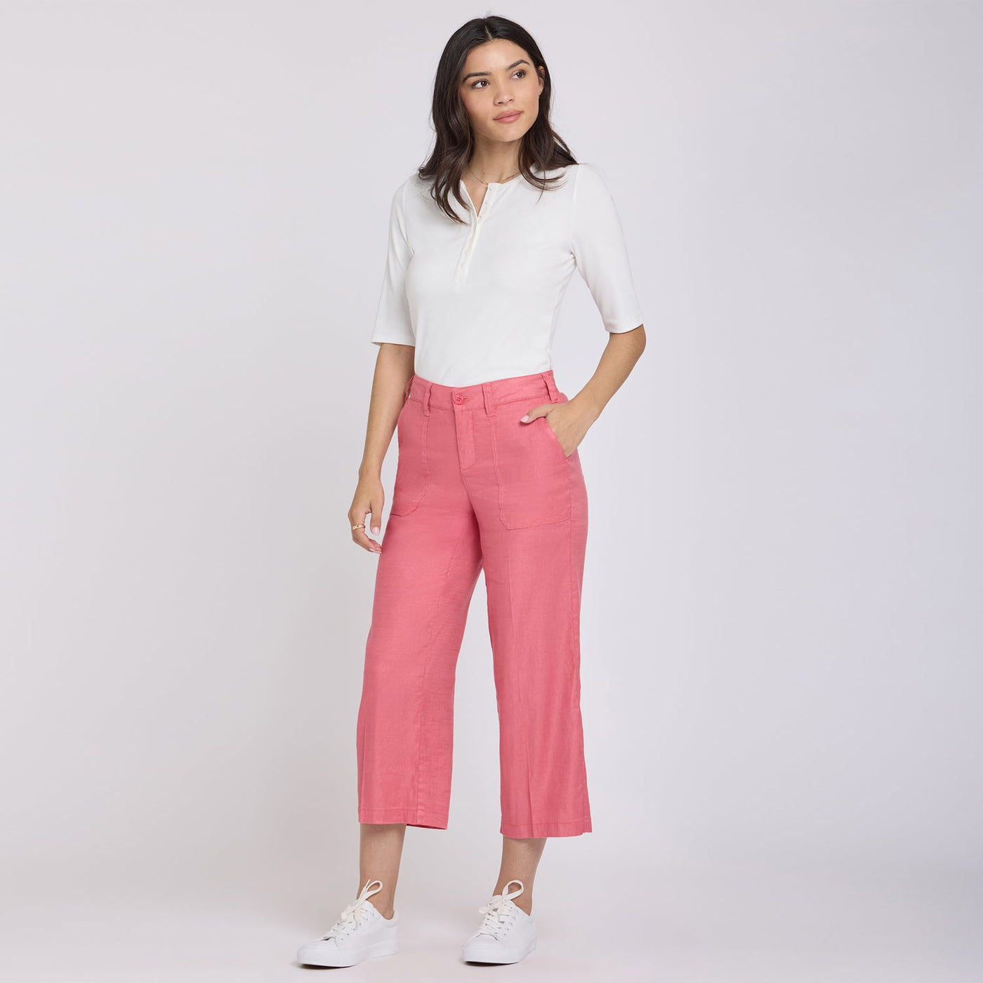 Wide Leg Cargo Capri Pants - Desert Rose - cargo trousers