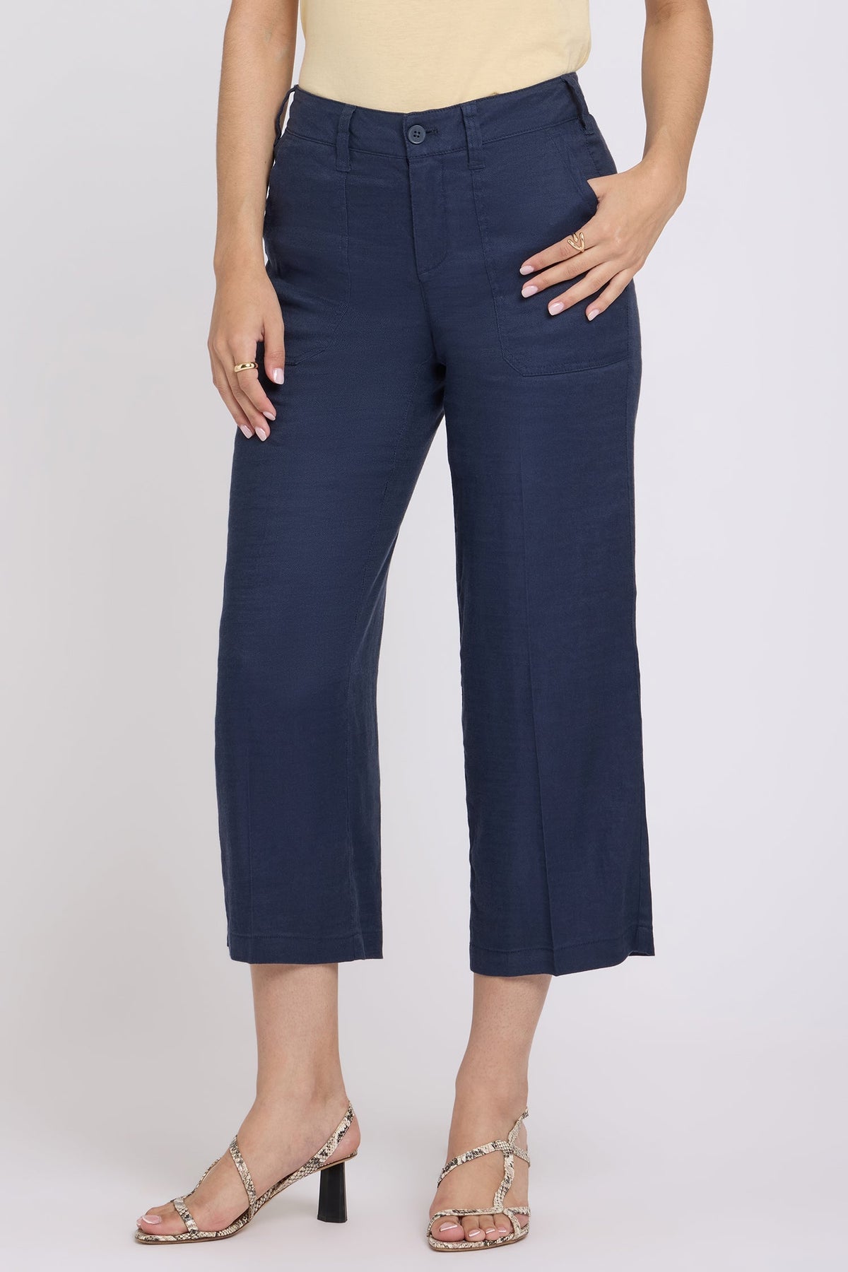 Wide Leg Cargo Capri Pants - Oxford Navy - cargo trousers