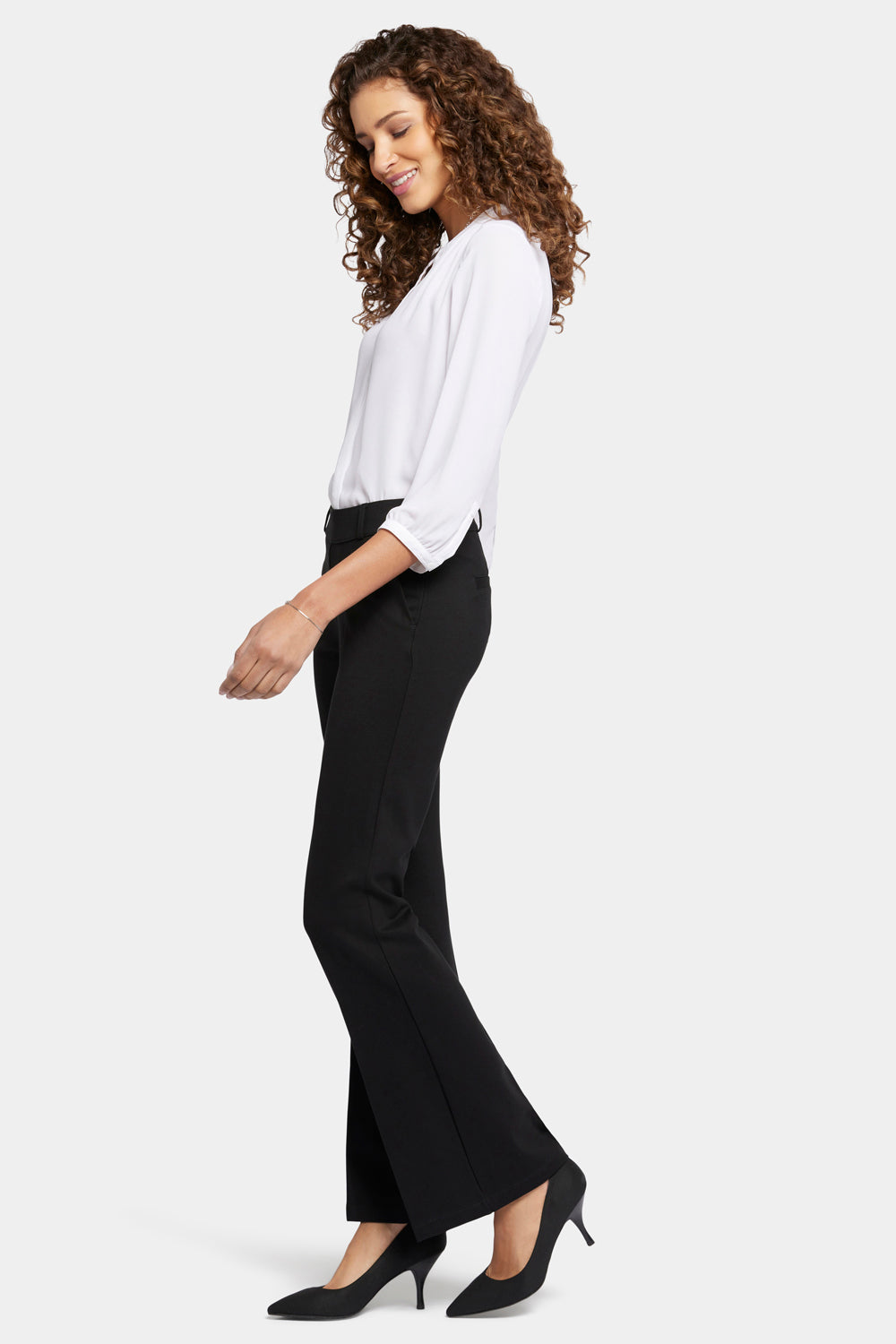 Pull-On Flared Trouser Pants - Black - pull on trousers