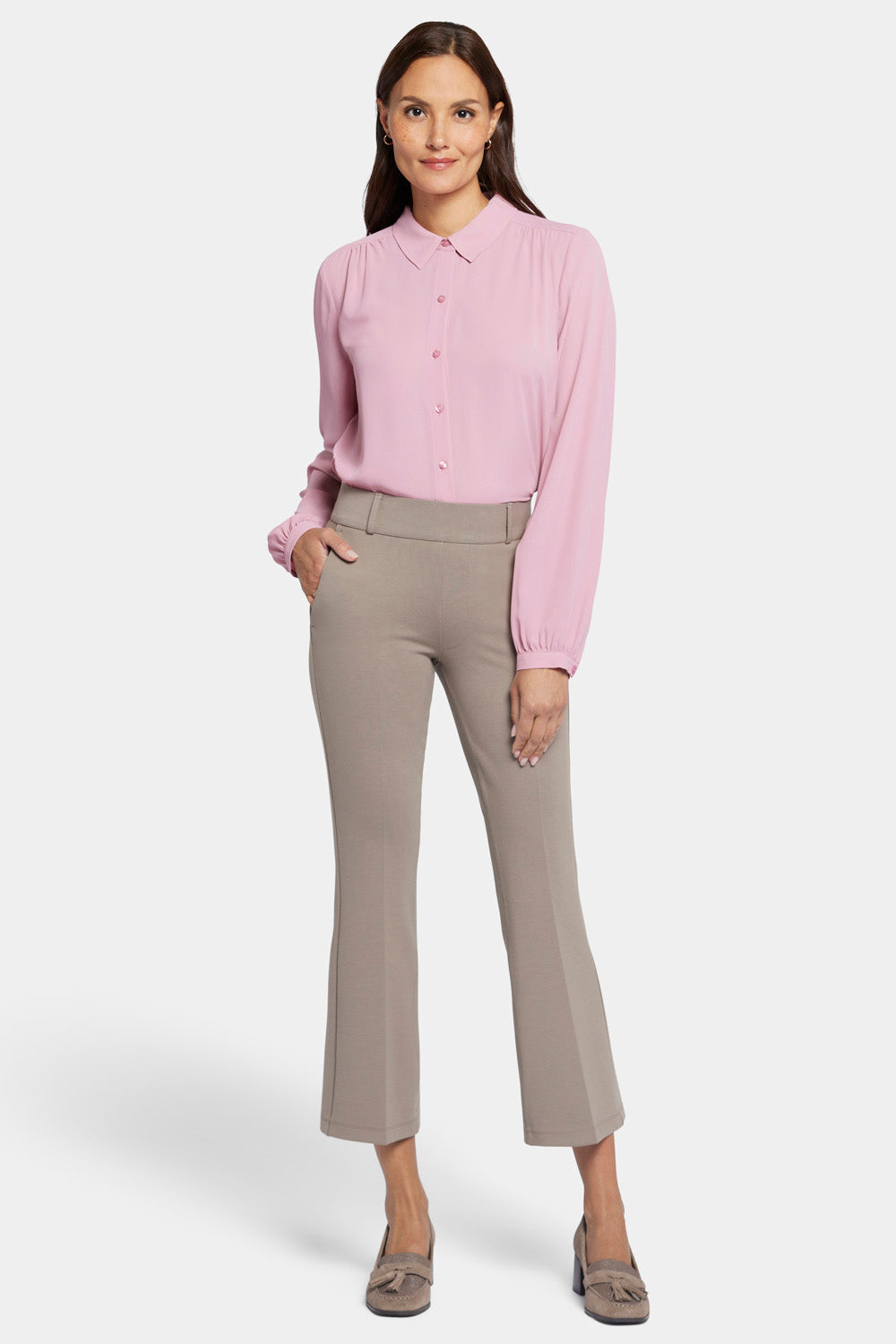 Pull-On Flared Ankle Trouser Pants - Saddlewood - pull on trousers