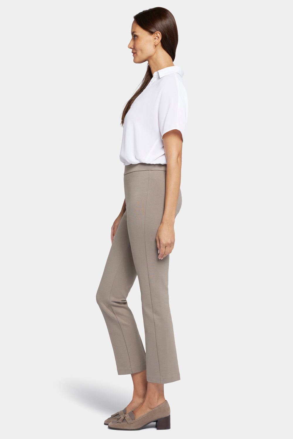 Pull-On Straight Ankle Trouser Pants - Saddlewood - straight leg trousers