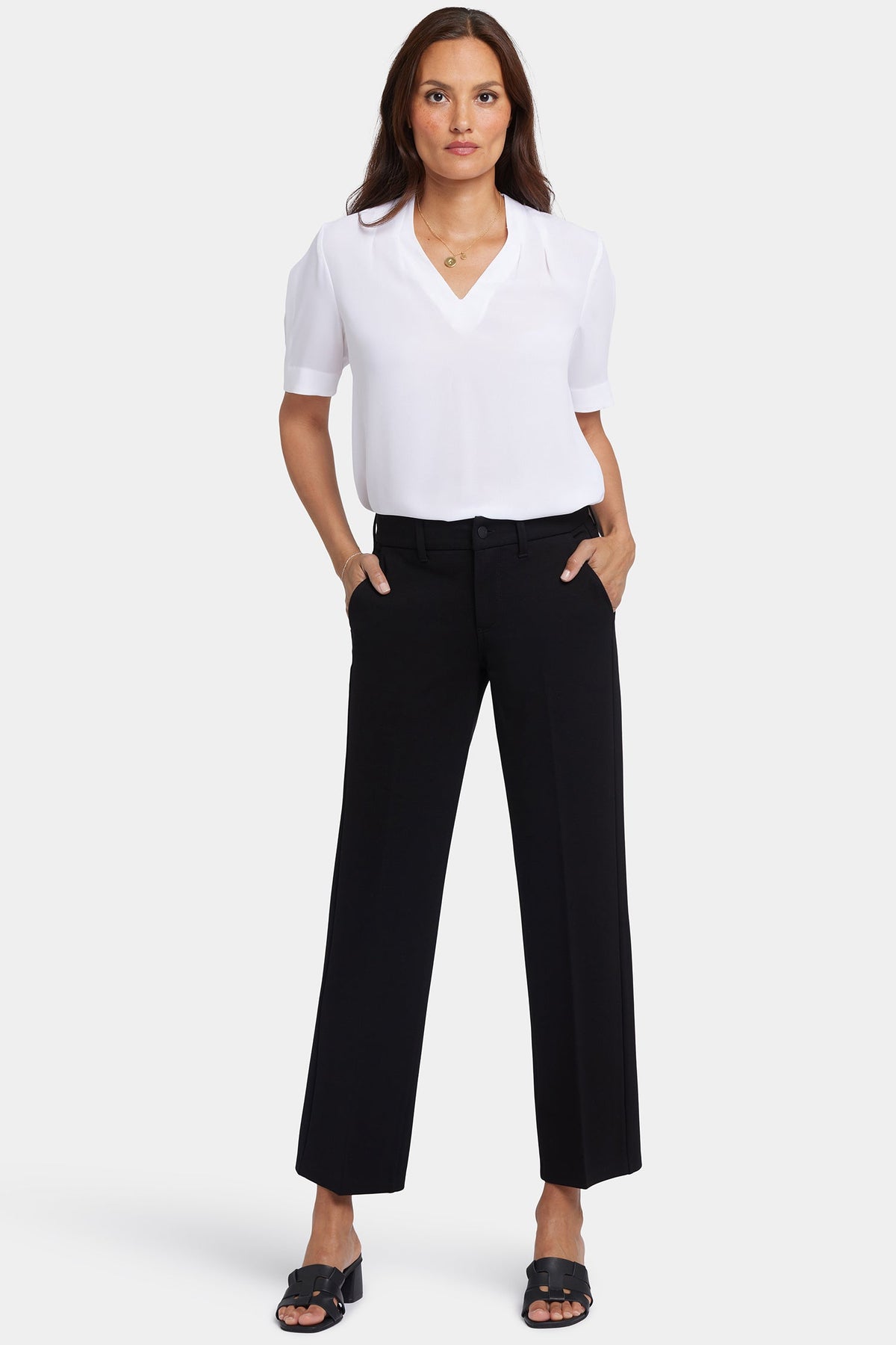 Straight Trouser Pants - Black - straight leg trousers