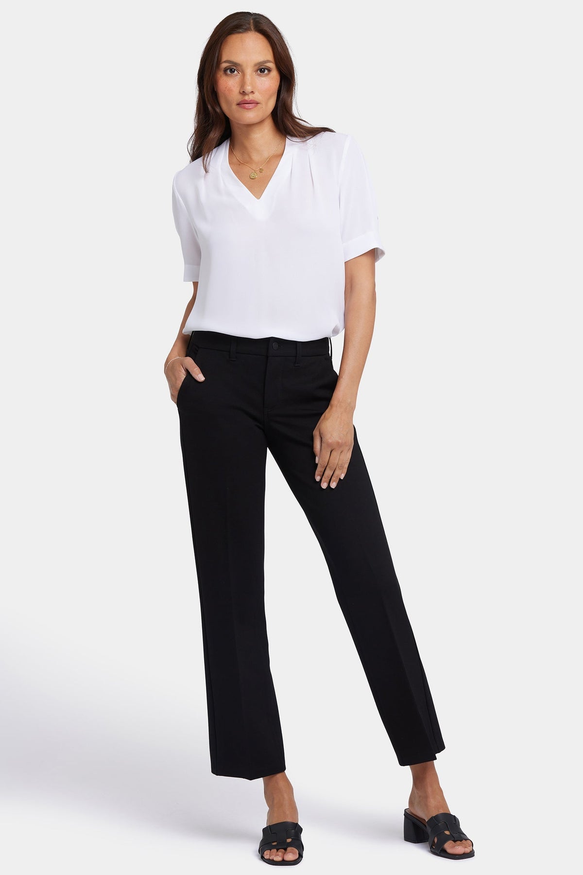 Straight Trouser Pants - Black - straight leg trousers