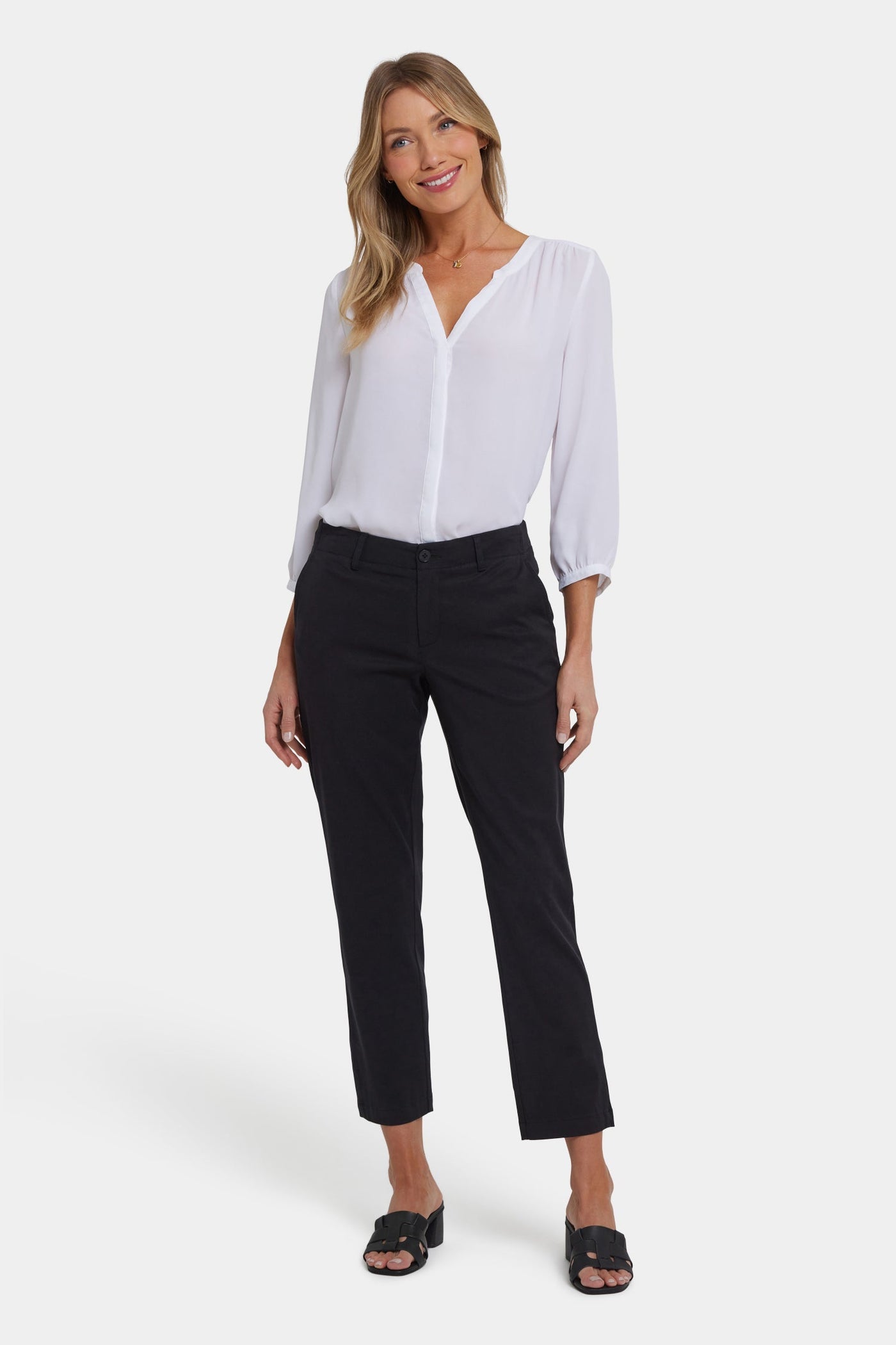 Easy-Fit Ankle Trouser Pants - Black - ankle trousers