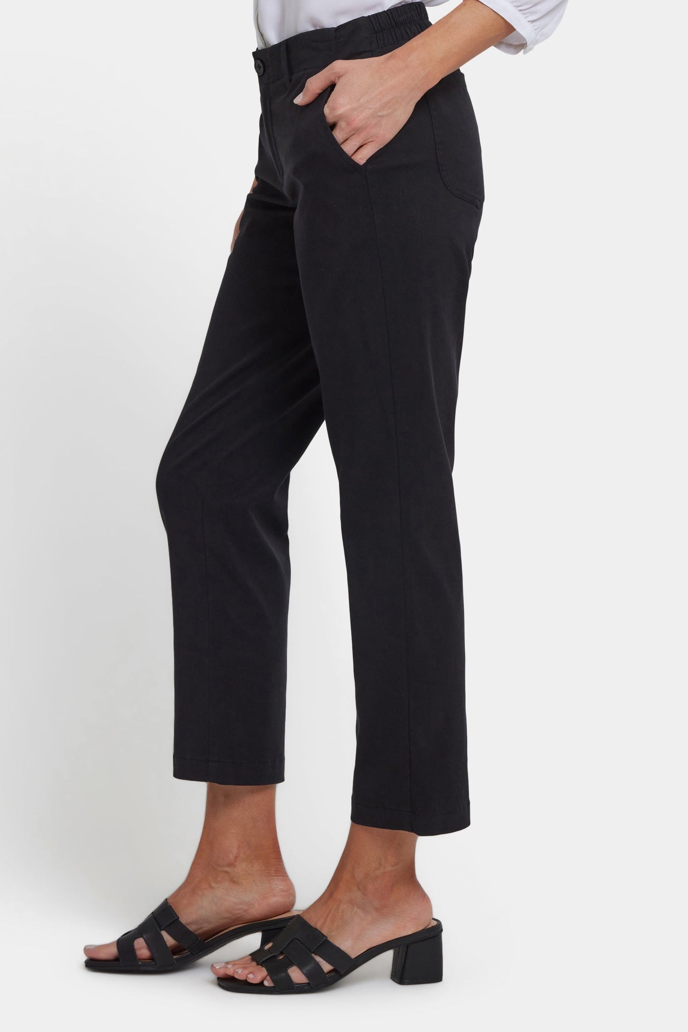 Easy-Fit Ankle Trouser Pants - Black - ankle trousers