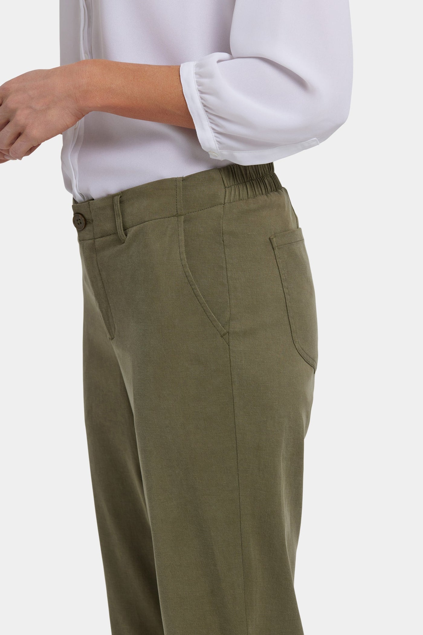 Easy-Fit Ankle Trouser Pants - Bay Leaf - ankle trousers