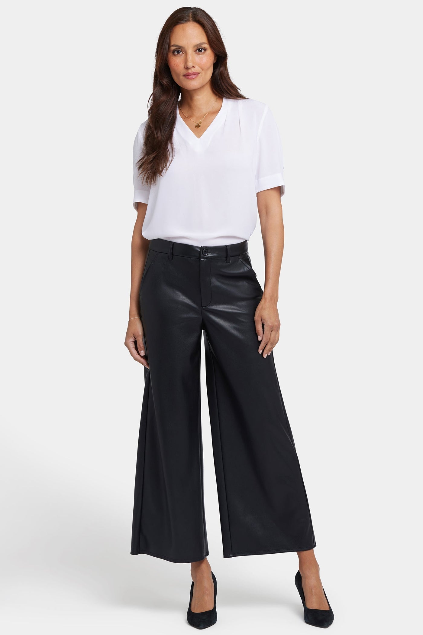 Vegan Stretch Leather Morgan Trouser Pants - Black - tailored trousers