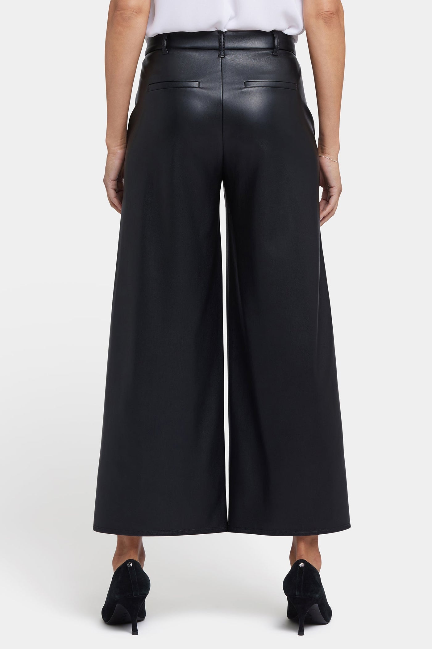 Vegan Stretch Leather Morgan Trouser Pants - Black - tailored trousers