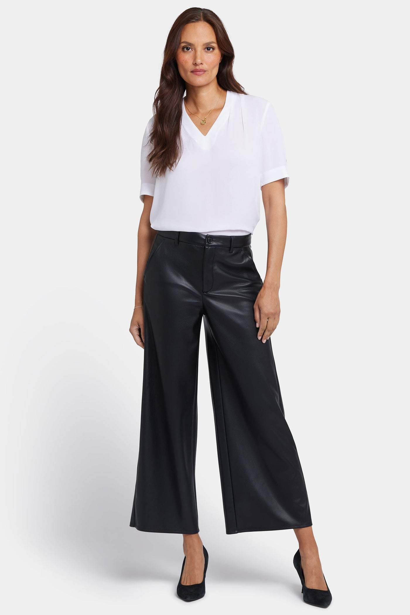 Vegan Stretch Leather Morgan Trouser Pants - Black - tailored trousers