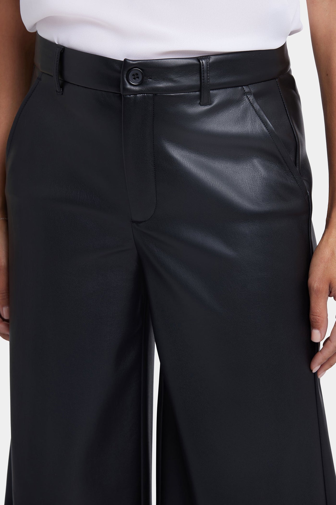 Vegan Stretch Leather Morgan Trouser Pants - Black - tailored trousers