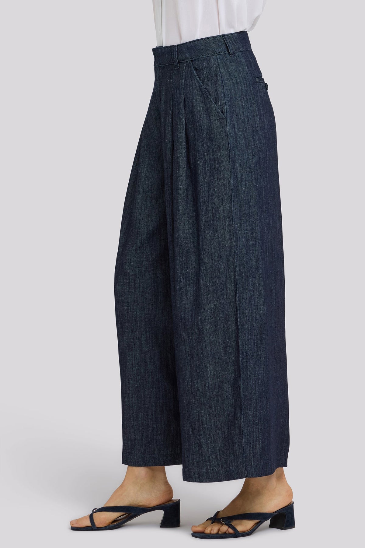 Giselle Wide Leg Ankle Trouser Pants - Dark Indigo - wide leg trousers