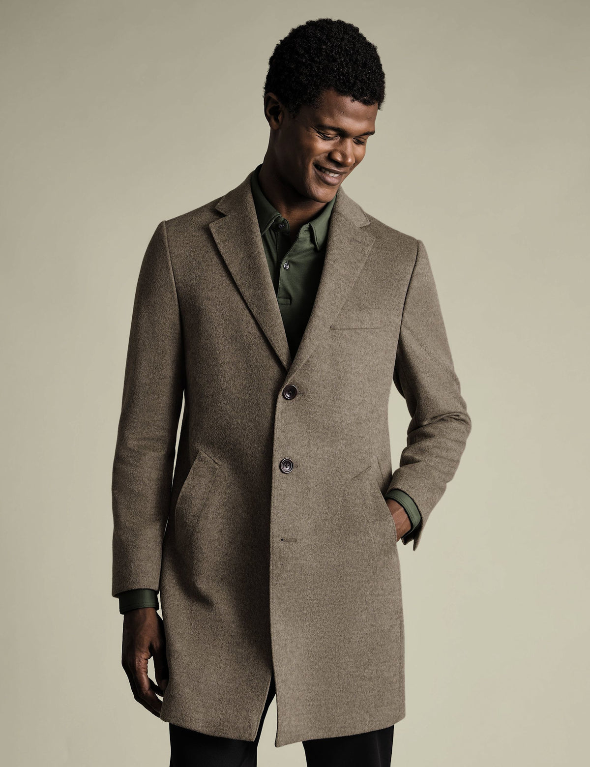 Men's Overcoat in Beige view 2 | mens overcoat | SAVINTARI