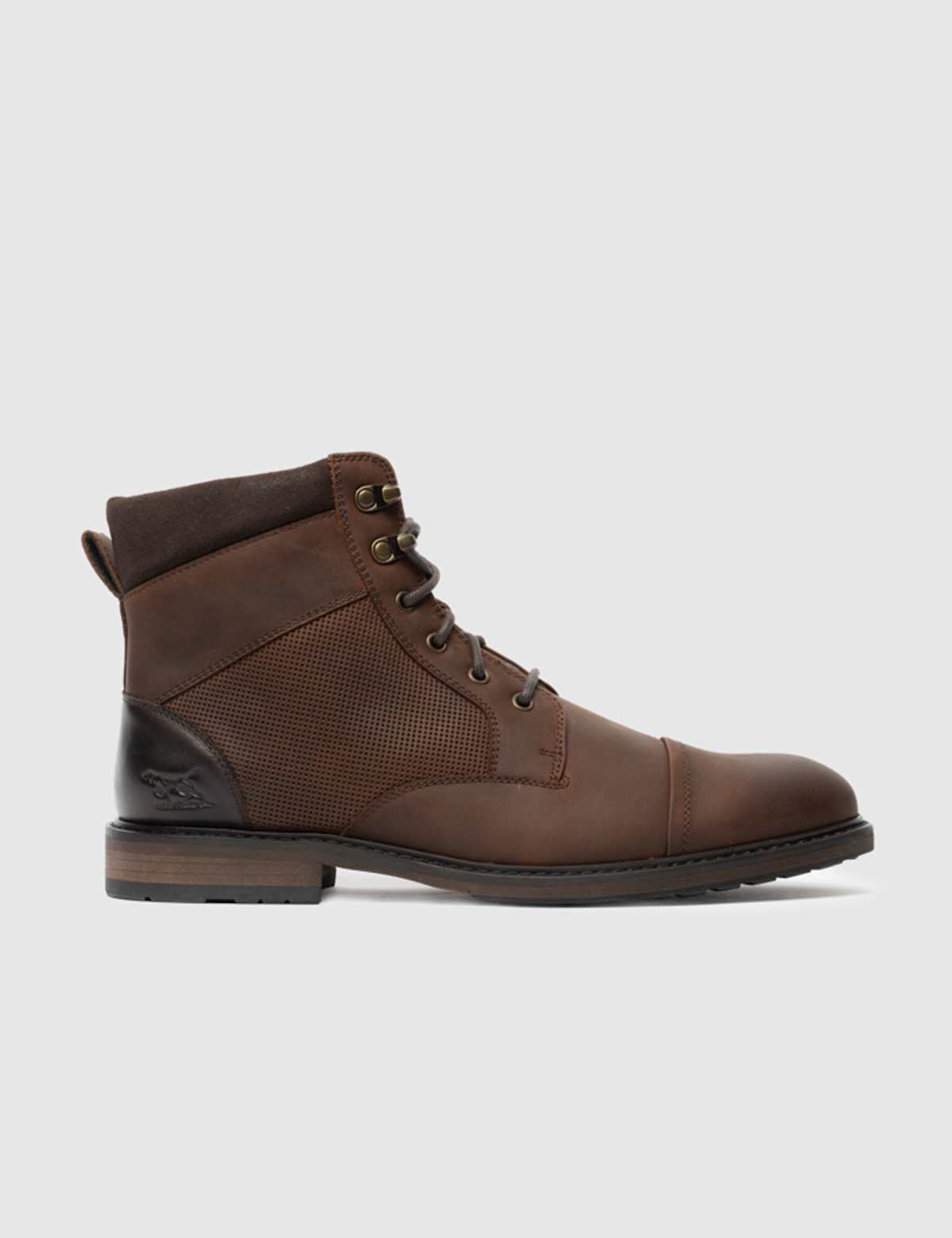 Men's Leather Military Boots - Brown | hiking boots | SAVINTARI