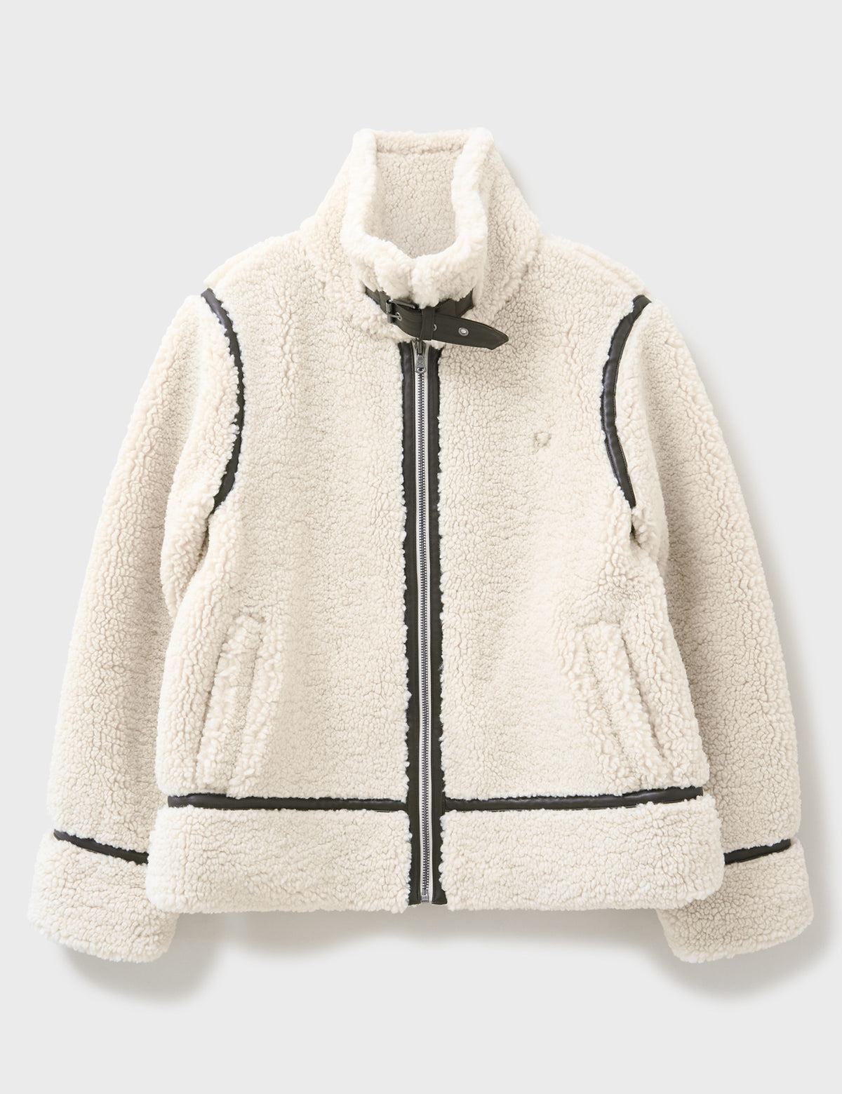 Women's Borg Jacket in Beige | borg jacket | SAVINTARI