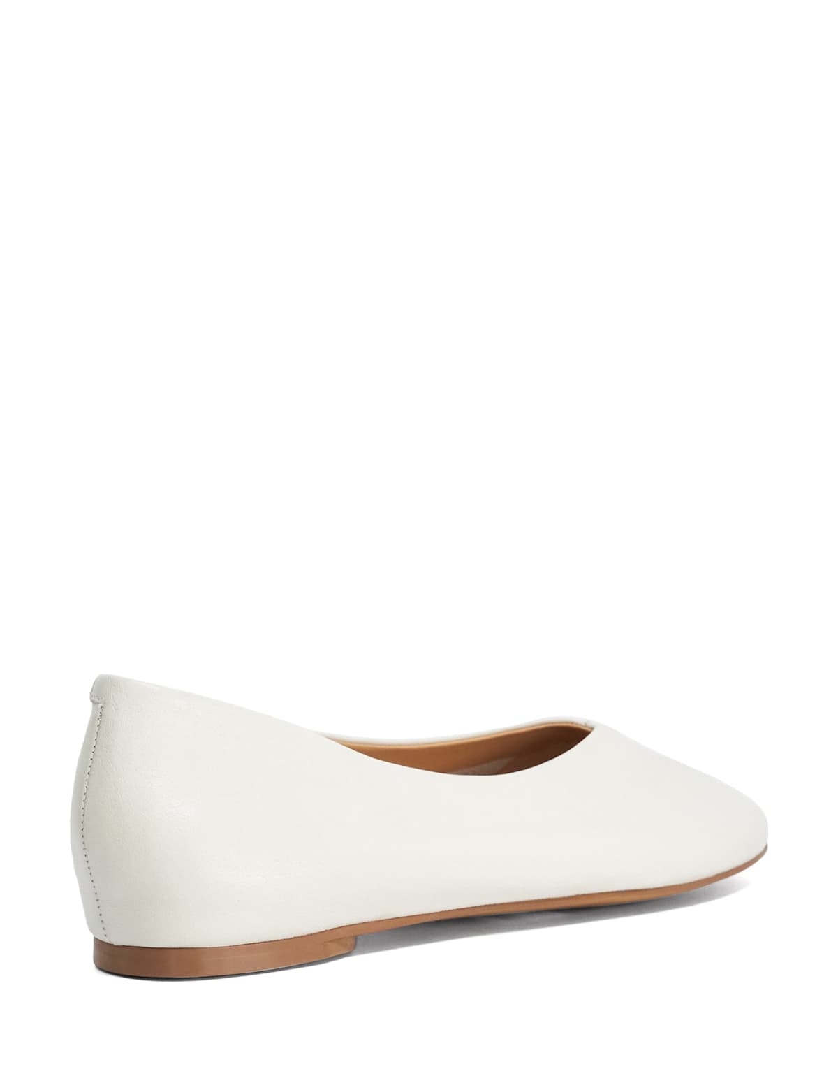 Women's Leather Flat Ballet Pumps - Ecru | SAVINTARI