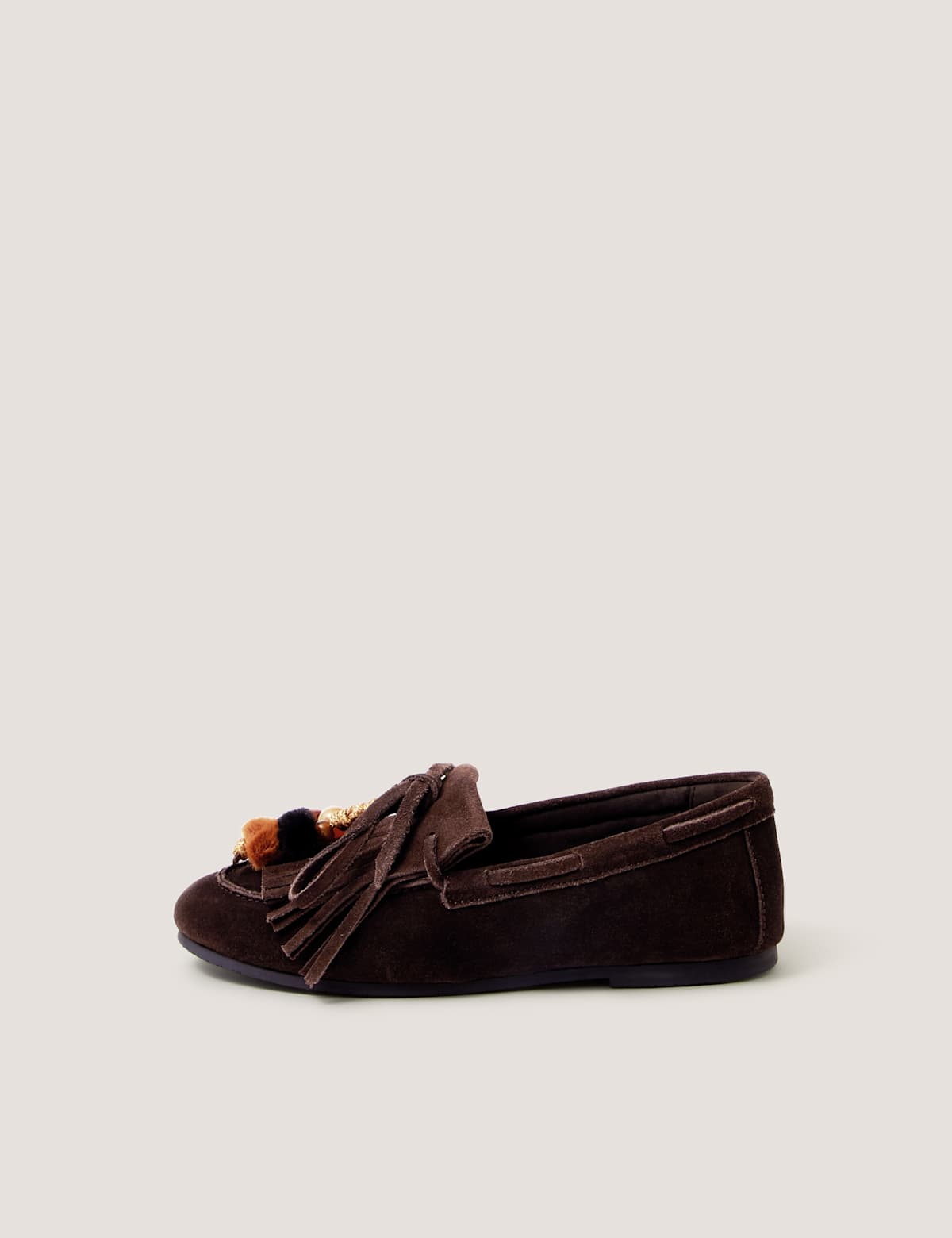 Women's Suede Slip On Tassel Flat Loafers - Black | SAVINTARI