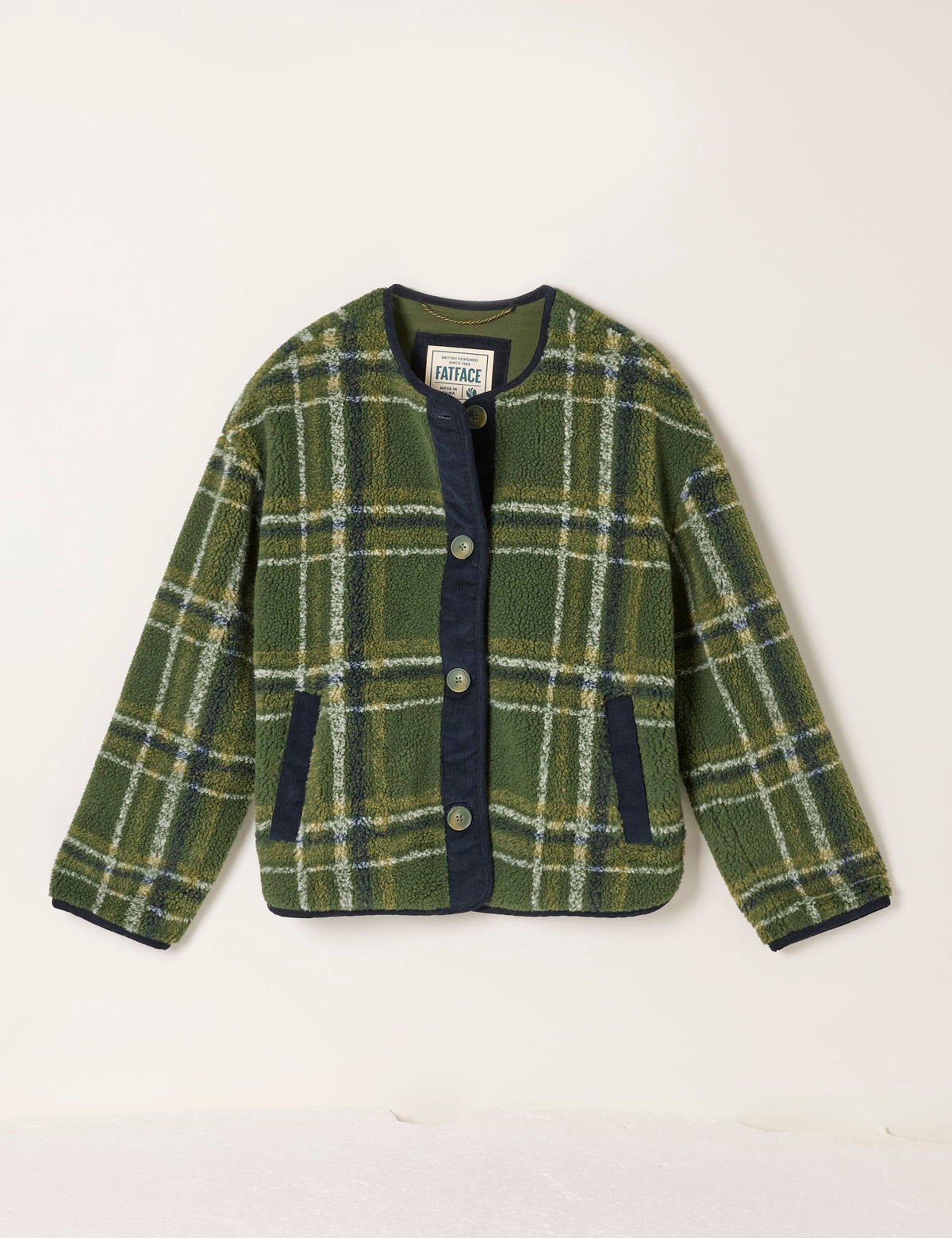 Women's Borg Jacket in Green | borg jacket | SAVINTARI