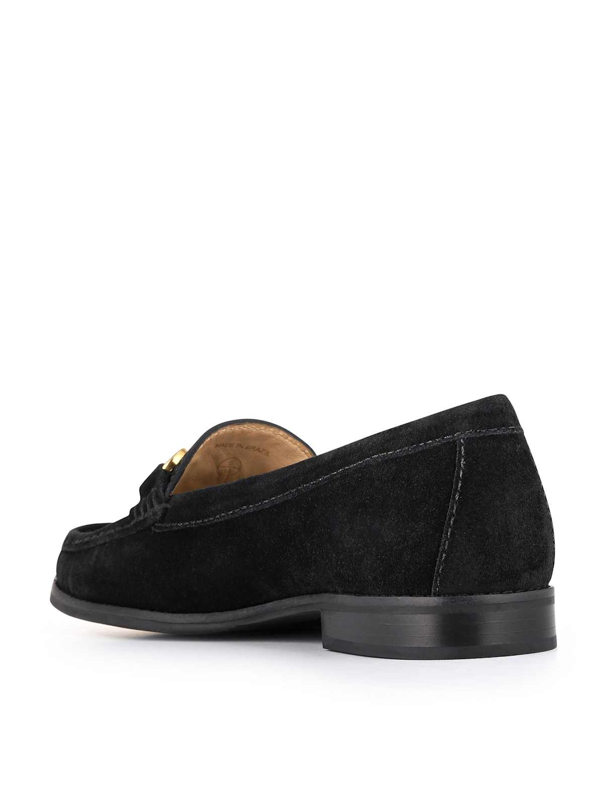 Women's Leather Block Heel Loafers - Black Mix | SAVINTARI