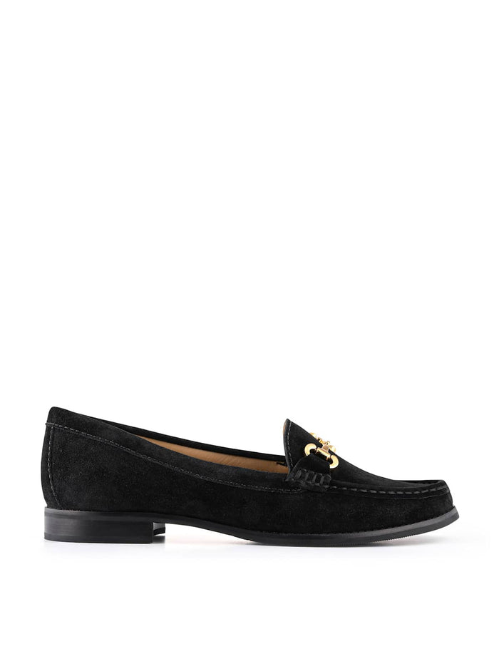 Leather Block Heel Loafers · Black Mix