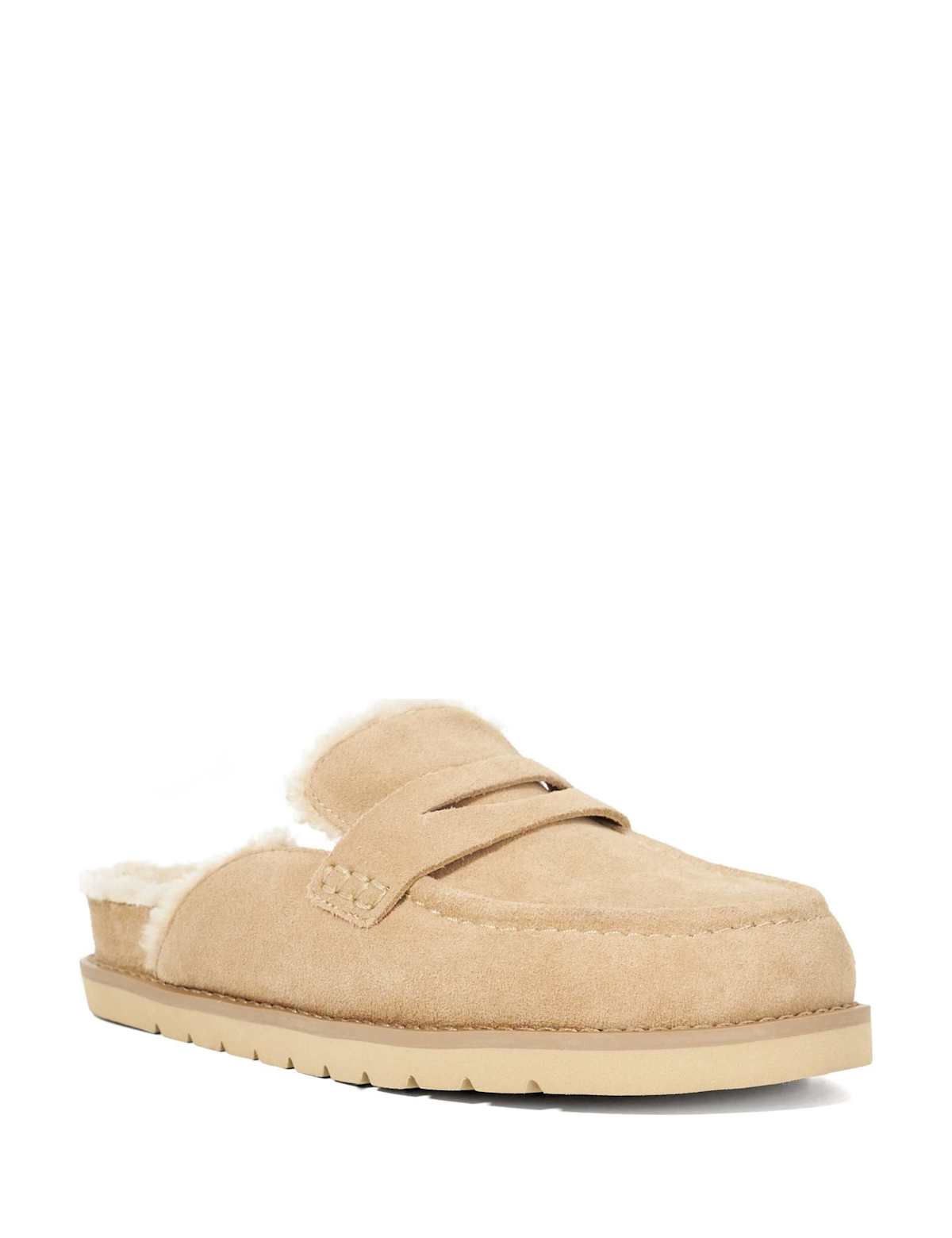 Women's Fur Lined Clogs - Beige | sheepskin boots | SAVINTARI