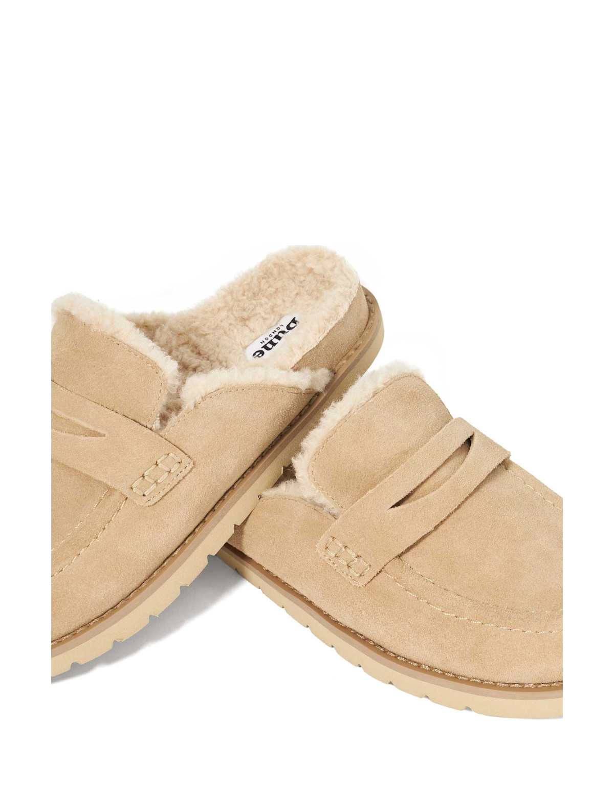 Women's Fur Lined Clogs - Beige | sheepskin boots | SAVINTARI