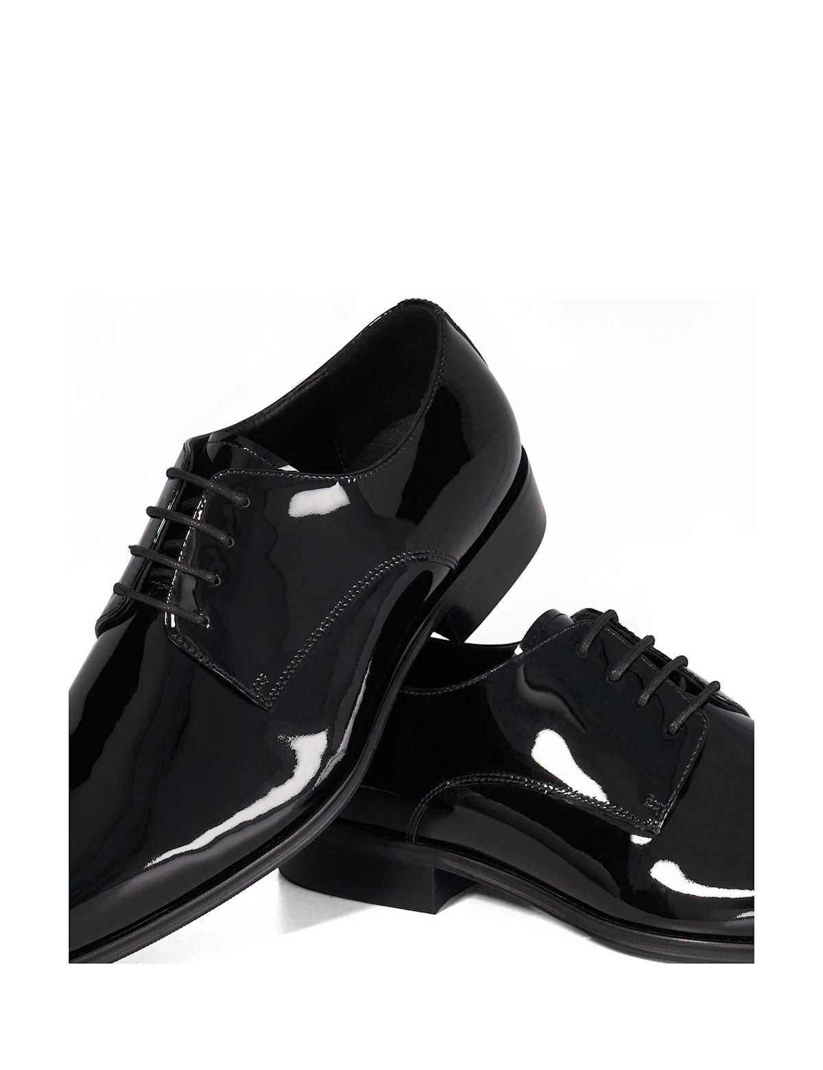 Men's Wide Fit Patent Leather Oxford Shoes - Black | oxford shoes | SAVINTARI