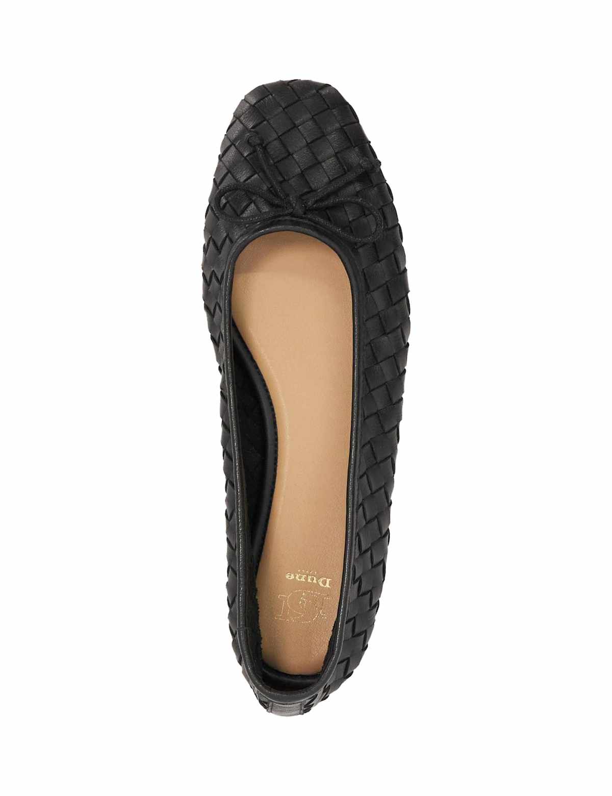 Women's Leather Woven Slip On Flat Ballet Pumps - Black | SAVINTARI