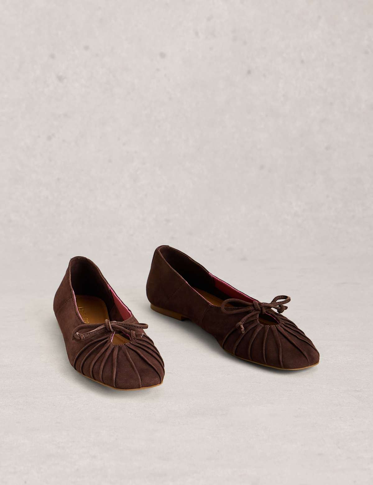 Women's Suede Lace Up Flat Ballet Pumps - Black | SAVINTARI