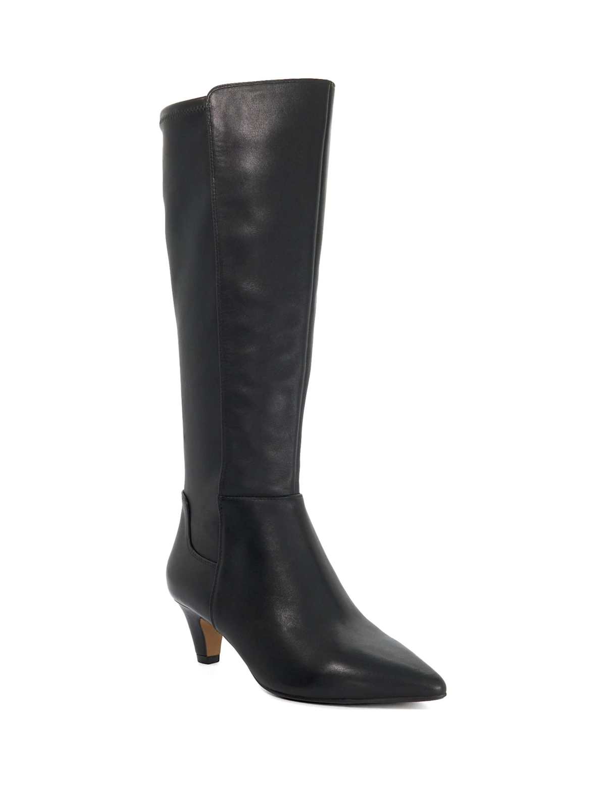 Women's Wide Fit Leather Knee High Boots - Black | wide fit boots | SAVINTARI