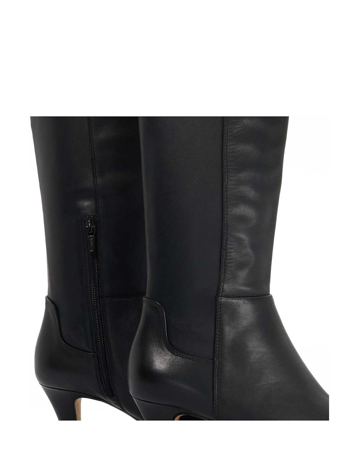 Women's Wide Fit Leather Knee High Boots - Black | wide fit boots | SAVINTARI