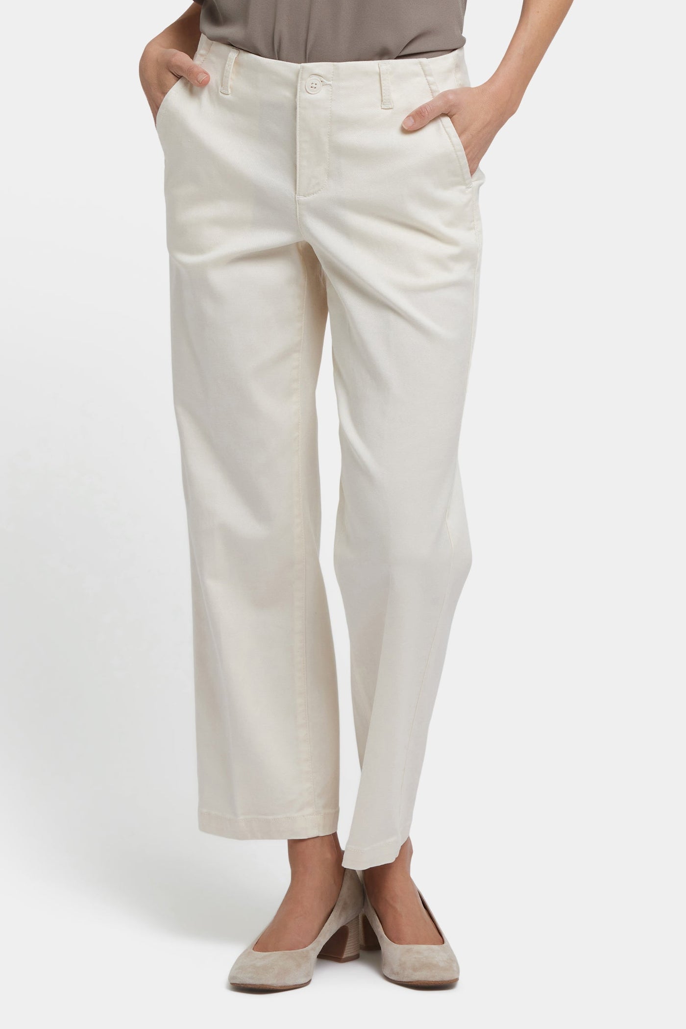 Marilyn Straight Ankle Pants - Ivory - straight leg trousers