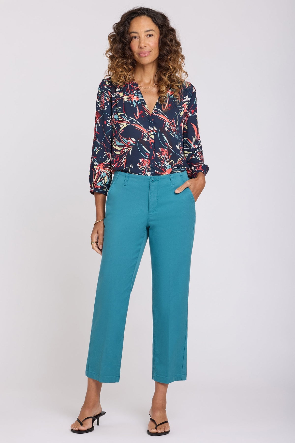 Marilyn Straight Ankle Pants - Harbor Blue - straight leg trousers
