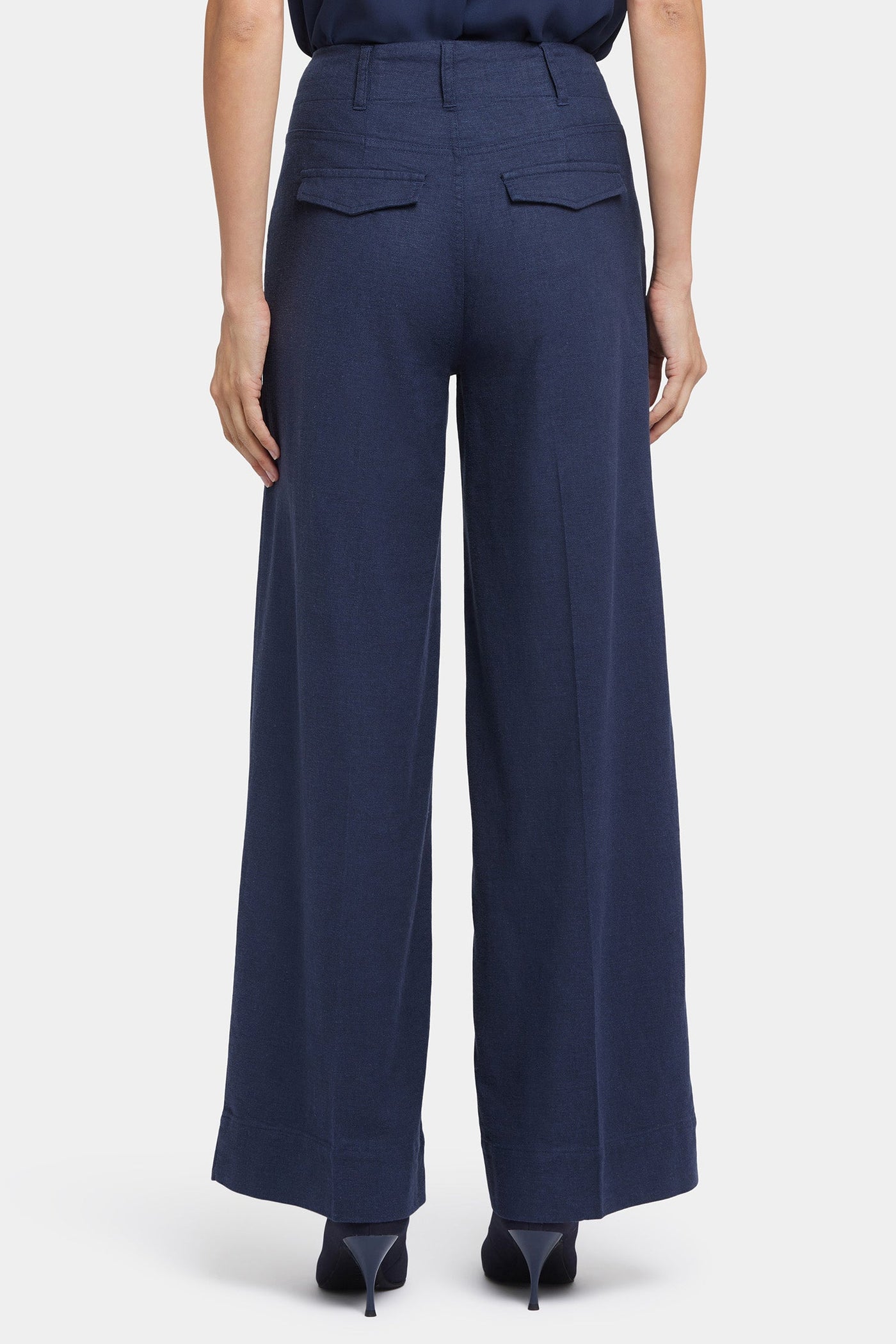 Mona Wide Leg Trouser Pants In Petite - Oxford Navy - wide leg trousers