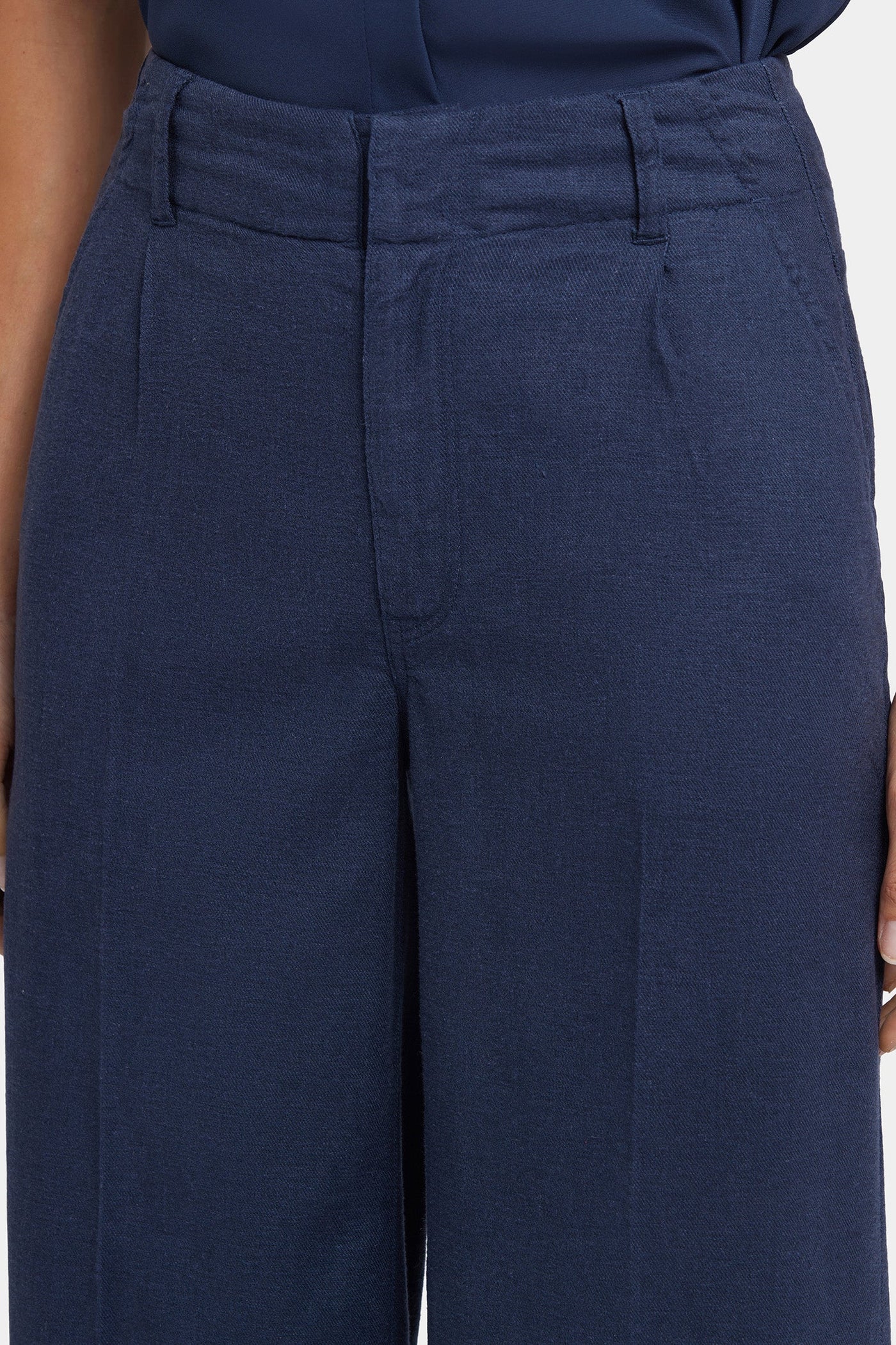 Mona Wide Leg Trouser Pants In Petite - Oxford Navy - wide leg trousers
