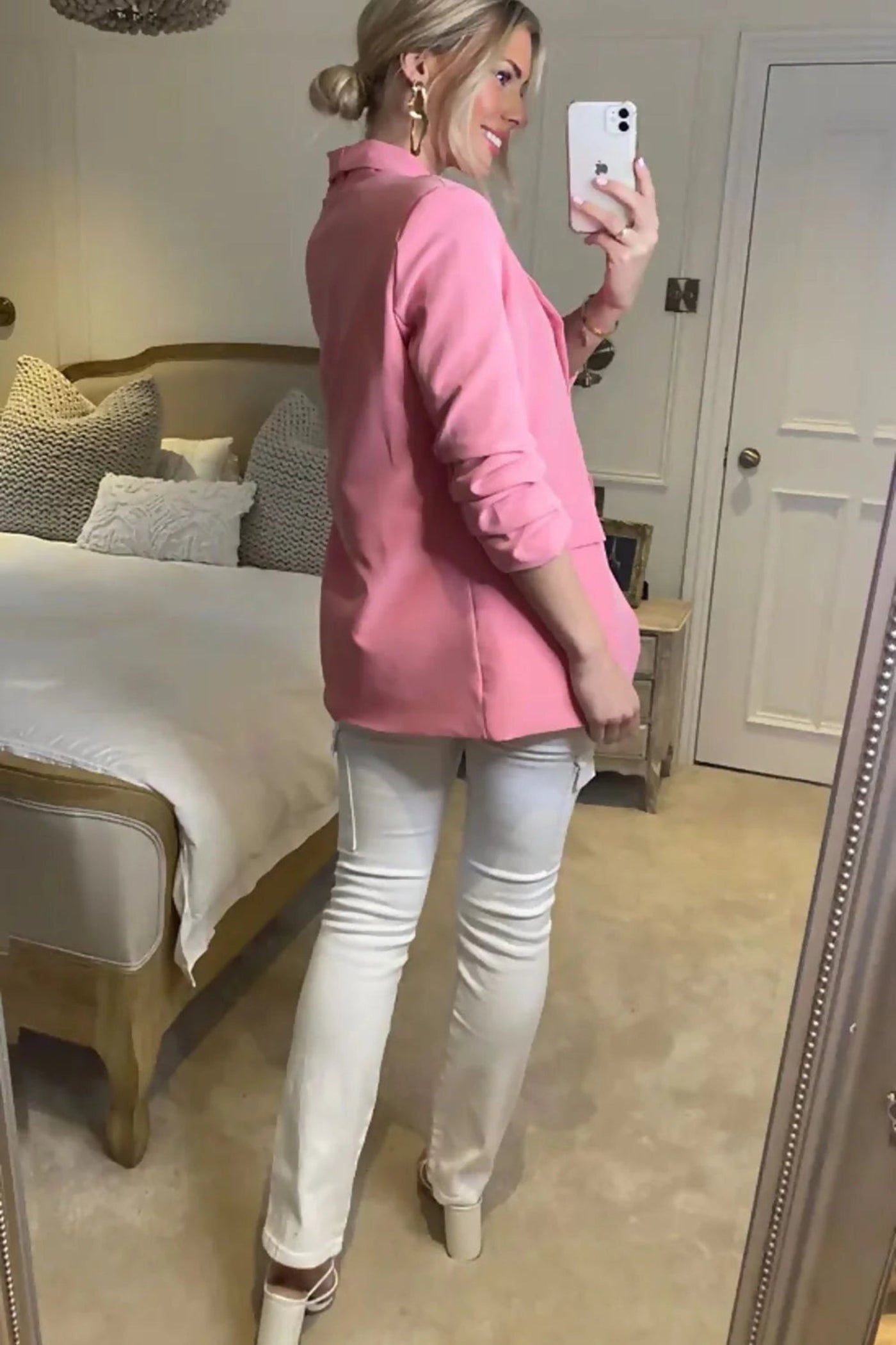 Pink Long Sleeve Pocket Blazer - Tenely 2