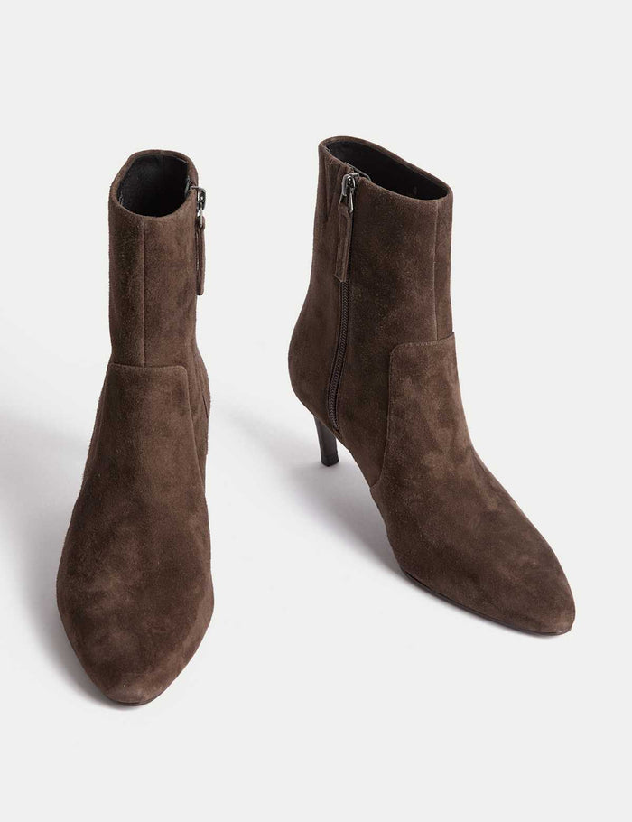 Women's Suede Kitten Heel Pointed Ankle Boots - Black | Autumn Ankle Boots | SAVINTARI