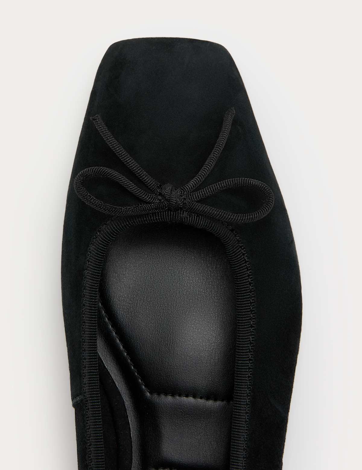 Women's Suede Flat Square Toe Ballet Pumps - Black | SAVINTARI