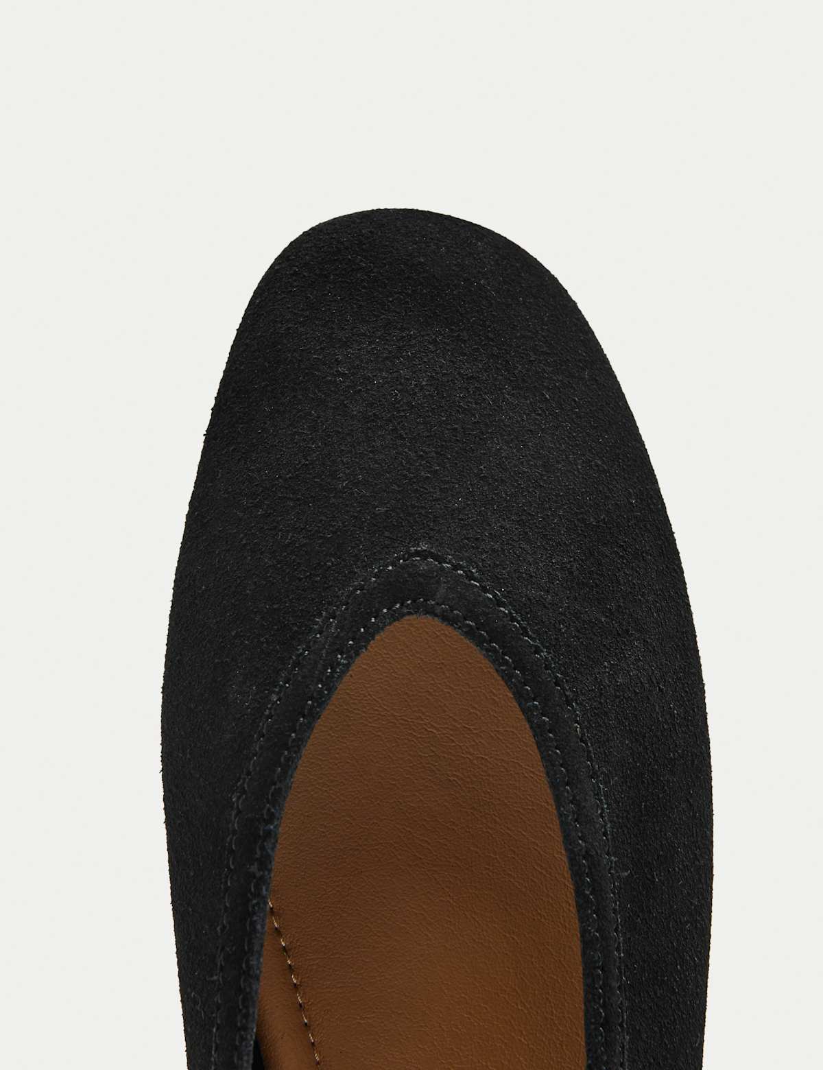 Women's Suede Flat Round Toe Ballet Pumps - Black | SAVINTARI
