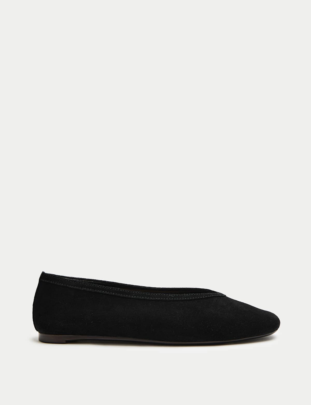 Women's Suede Flat Round Toe Ballet Pumps - Black | SAVINTARI