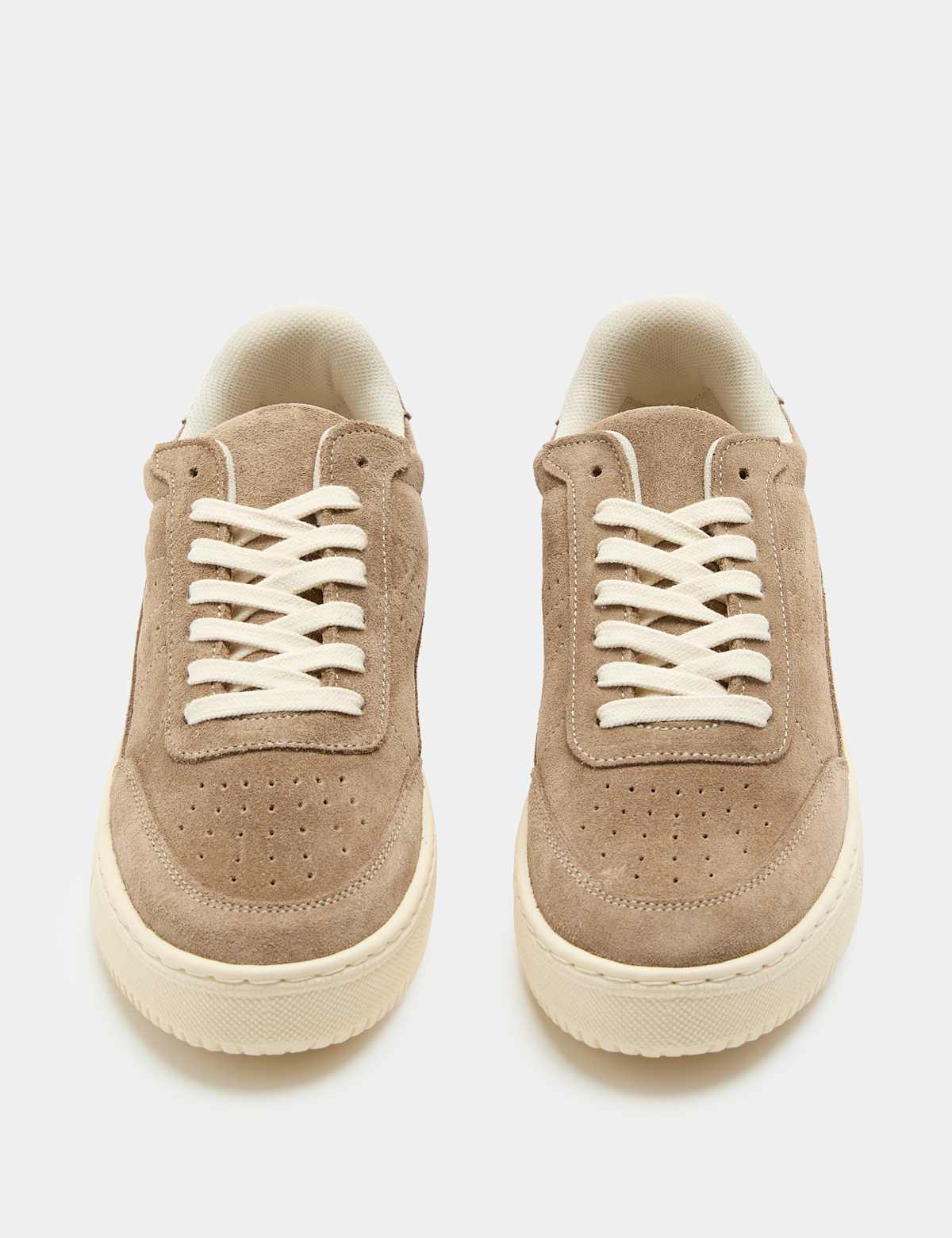 Women's Suede Flatfom Trainers - Black | SAVINTARI