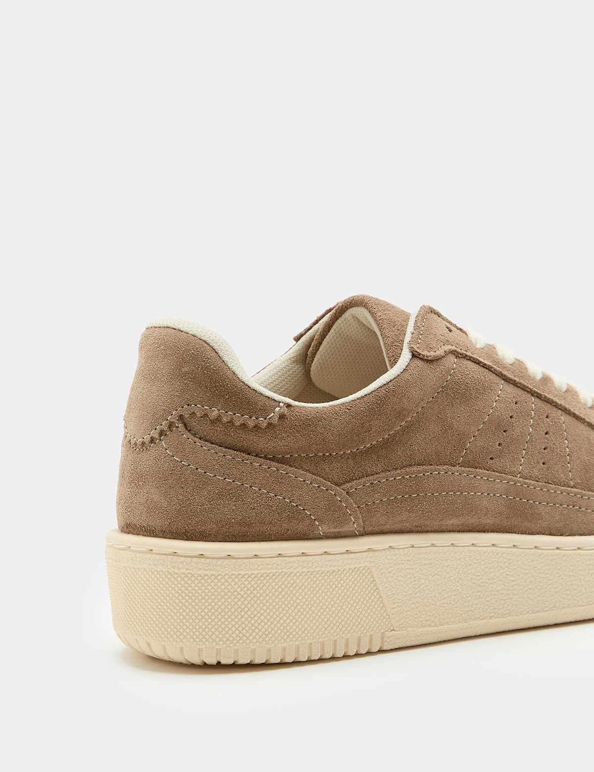 Women's Suede Flatfom Trainers - Black | SAVINTARI