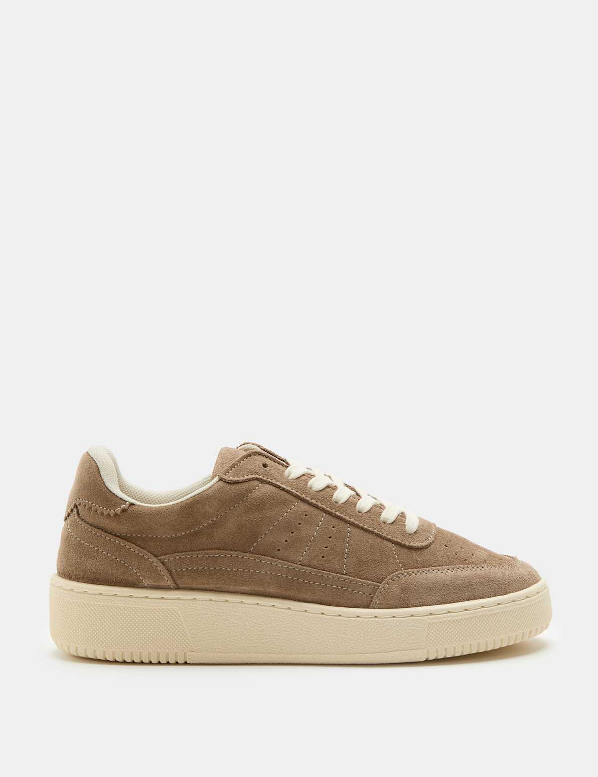 Women's Suede Flatfom Trainers - Black | SAVINTARI