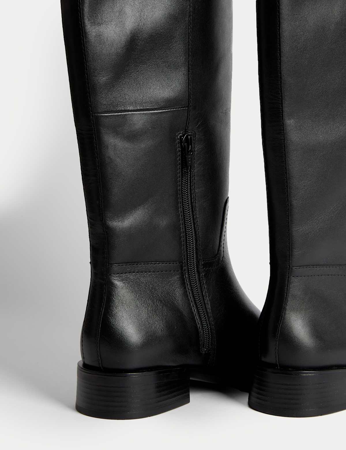 Women's Leather Riding Knee High Boots - Black | riding boots | SAVINTARI