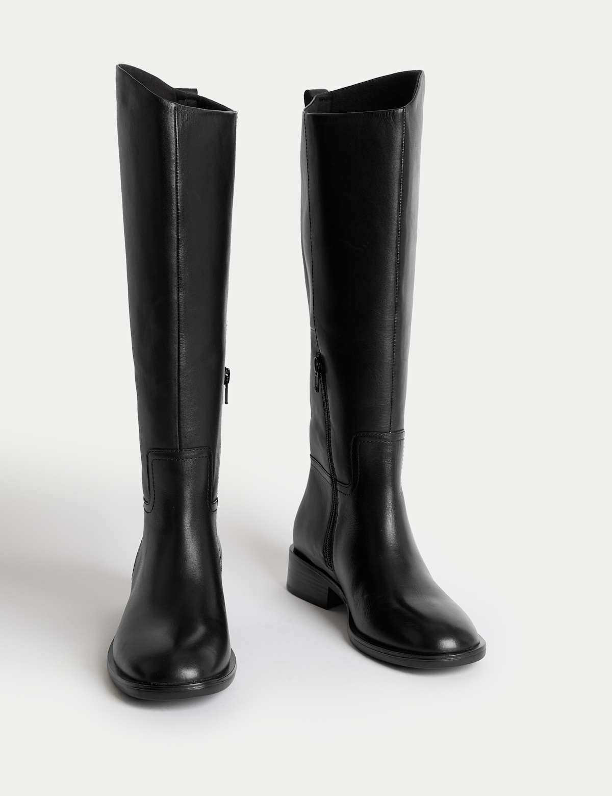 Women's Leather Riding Knee High Boots - Black | riding boots | SAVINTARI