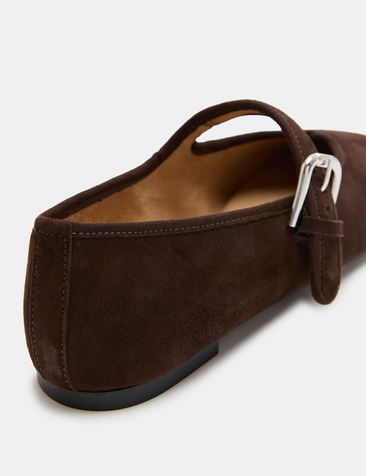 Women's Suede Flat Mary Jane Ballet Pumps - Brown | mary jane shoes | SAVINTARI