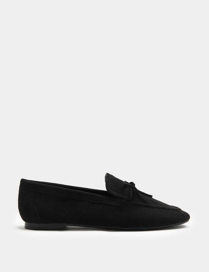 Bow Flat Loafer Pumps · Black