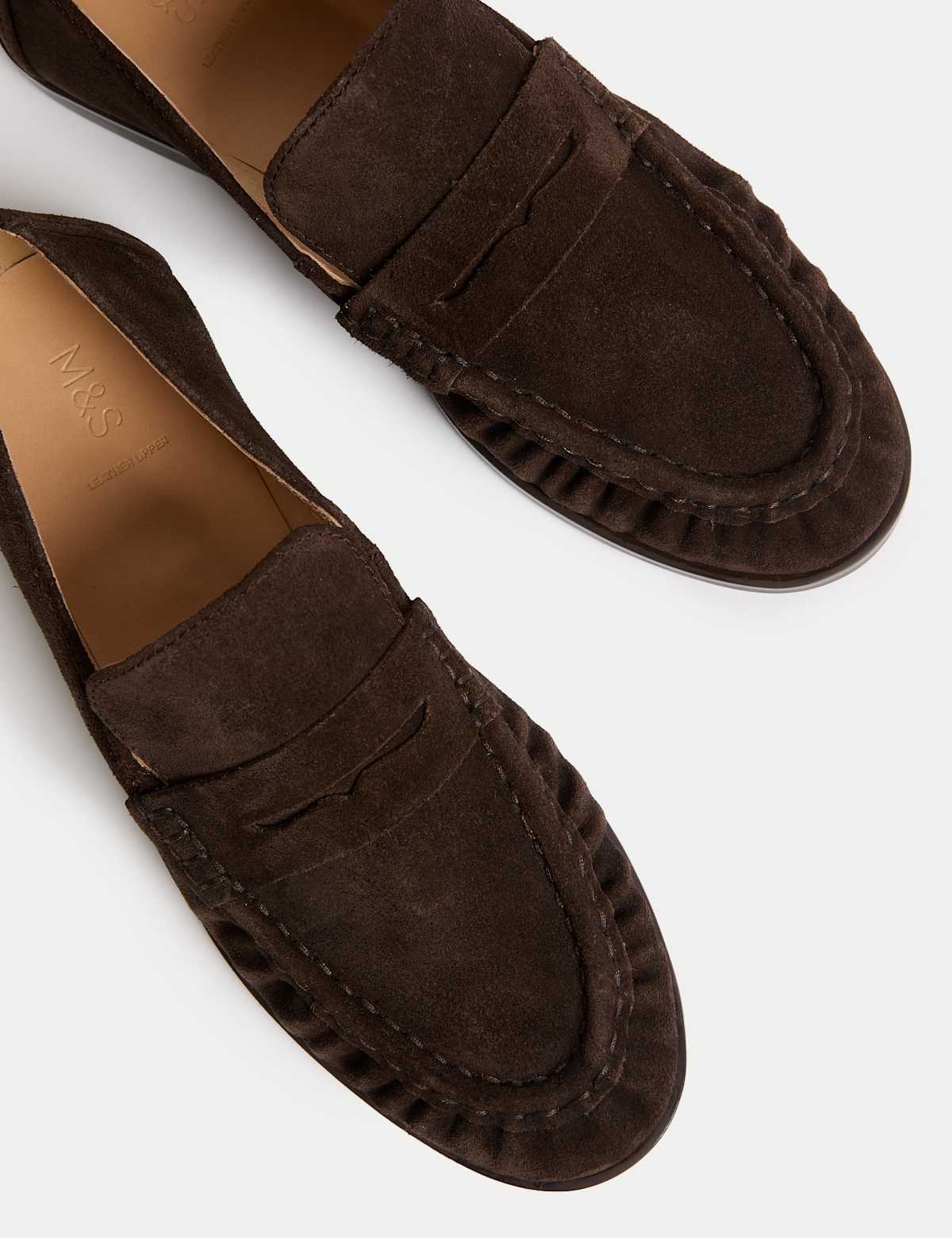 Women's Suede Loafers - Chocolate | SAVINTARI